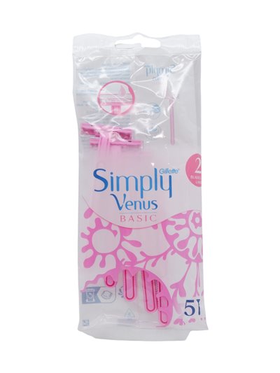 28731 - Gillette Simply Venus ( Two Blade ) Disposable Razors - 5 Pack - Box:  - Loc: L0