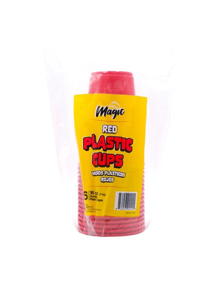 29421 - Plastic Cups, Red 16 oz. - 24 Pack/16pcs. (384Pcs) - Box:  - Loc: I11