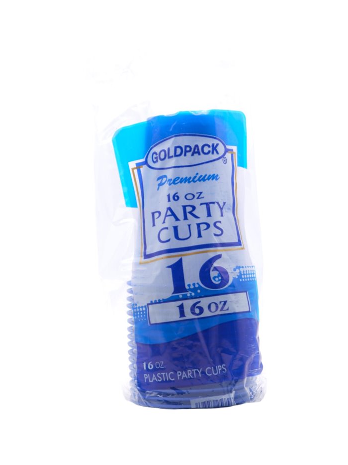 29425 - Plastic Cups, Blue 16 oz. (Gold Pack) - 24 Pack/16pcs. (384Pcs) - Box:  - Loc: I11