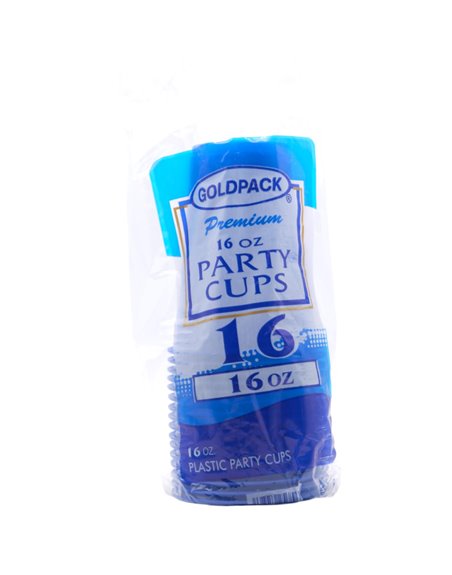 29425 - Plastic Cups, Blue 16 oz. (Gold Pack) - 24 Pack/16pcs. (384Pcs) - Box:  - Loc: I11