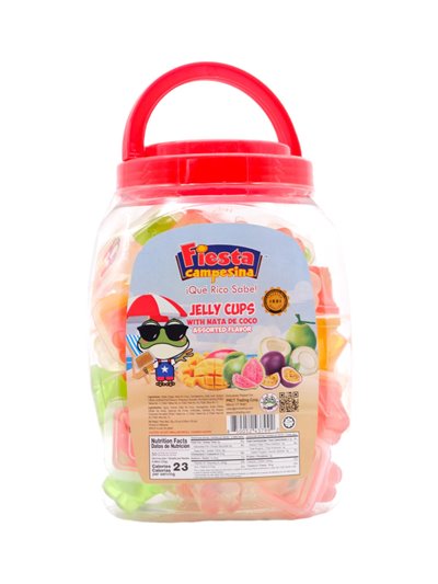 29704 - Fiesta Campesina Assoted Jelly Cups W/ Nata de Coco Jar - 6/25g/50ct Case. - Box:  - Loc: 