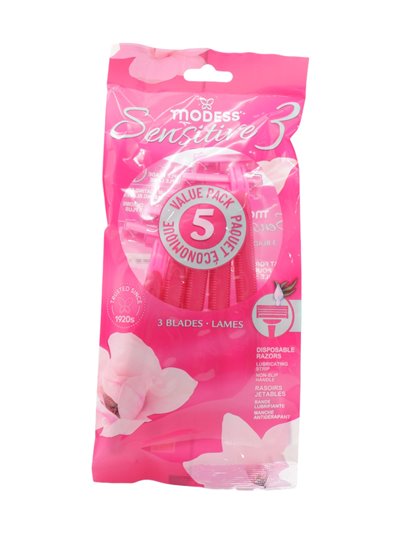 29710 - Modess Sensitive Regular Razor - 5ct - Box:  - Loc: L0