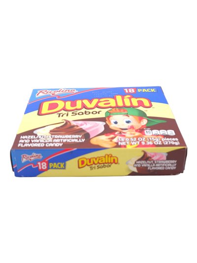 29743 - Duvalin Tri Sabor (Hazelnut, Strawberry/Vanilla) - 18 Pcs/9.36oz (Case Of 24) - Box:  - Loc: M8