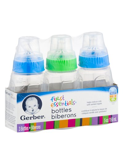9193 - Gerber First Essentials Baby Bottles, 5 oz. - (Pack of 6) - Box:  - Loc: J4