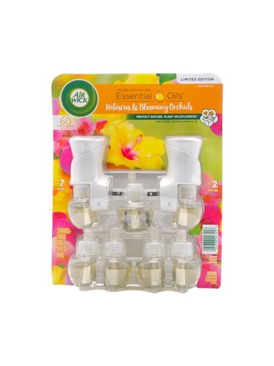 30045 - Air Wick 2 Warmers + 7 Refill, Hibiscus & Blooming Orchids- 140ml (Case of 9) - Box:  - Loc: 41F