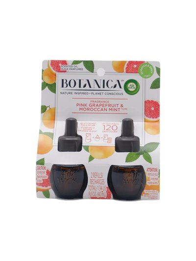 30047 - Air Wick Scented Oil Refill Botanica, & Pink GrapeFruit & Moroccan Mint - 2x40ml. (Case of 6) - Box:  - Loc: I7