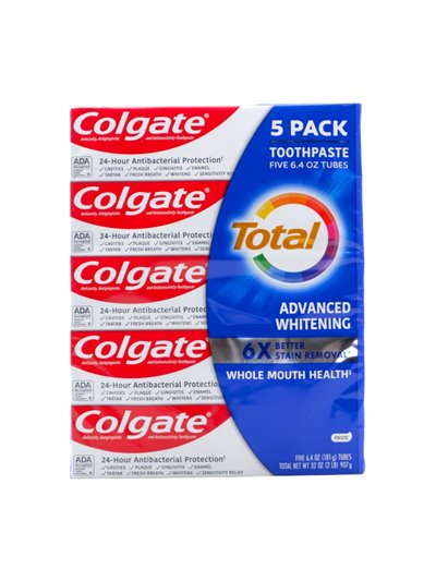30094 - Colgate Toothpaste, Total Advanced Whitening Paste - 6.4oz/181g. (Pkg Of 5) (Case of 50) - Box:  - Loc: H0