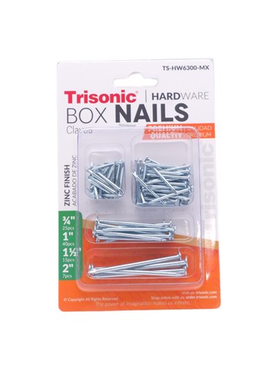 30101 - Trisonic Mix Nails 3/4", 1", 1.5", 2" (TS-HW6300-MX) - - Box:  - Loc: A1