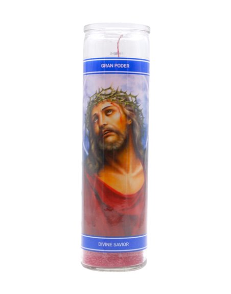 30234 - Candle Divine Savior Red  - (Case of 12). 1218 - Box:  - Loc: H11