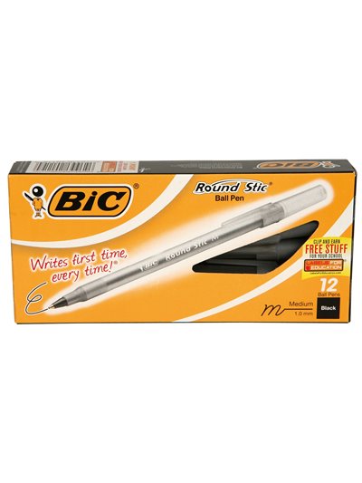 2268 - Bic Round Stic, Black - 12ct - Box:  - Loc: L0
