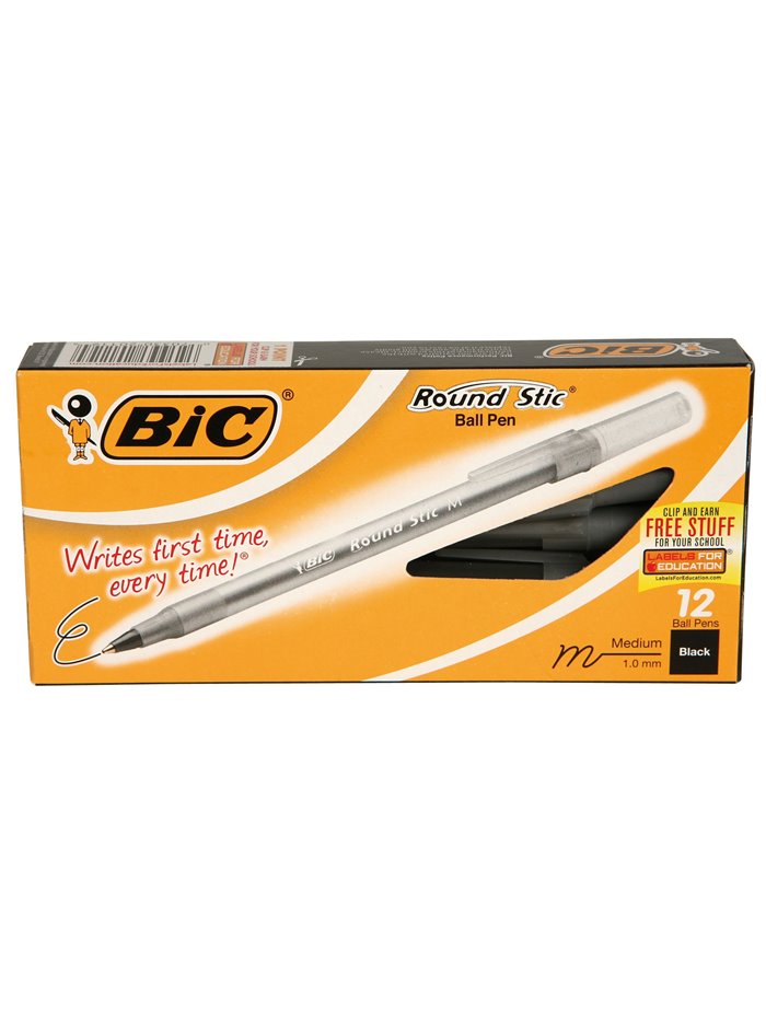 2268 - Bic Round Stic, Black - 12ct - Box:  - Loc: L0