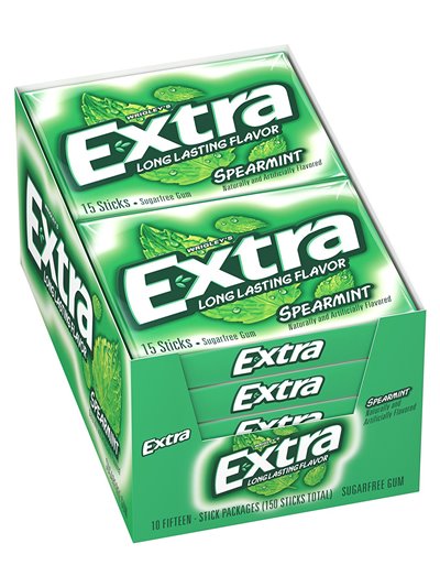 2980 - Extra Gum Spearmint - 10/15 Sticks - Box:  - Loc: N1