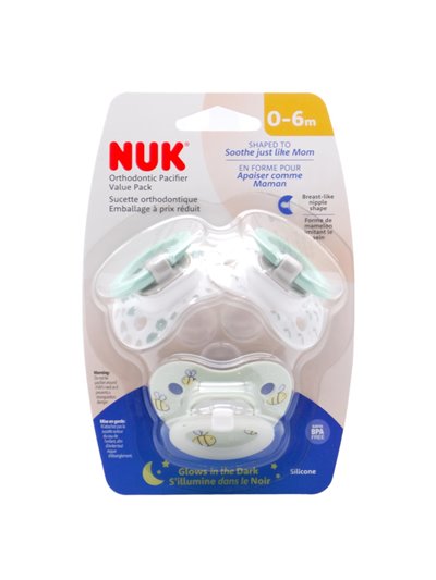 30481 - NUK Orthodontic Pacifier 0-6M - (4 Pack/3ct) - Box:  - Loc: J4