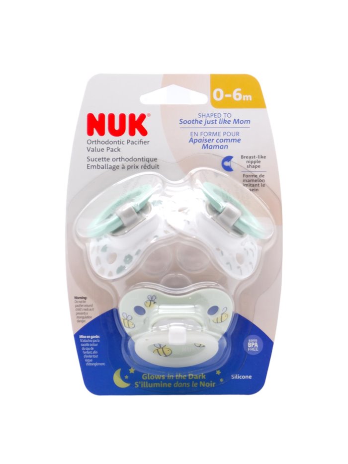 30481 - NUK Orthodontic Pacifier 0-6M - (4 Pack/3ct) - Box:  - Loc: J4