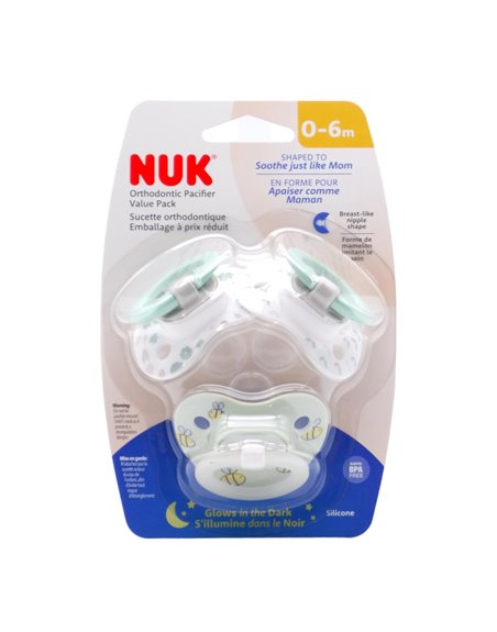 30481 - NUK Orthodontic Pacifier 0-6M - (4 Pack/3ct) - Box:  - Loc: J4