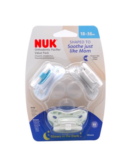 30483 - NUK Orthodontic Pacifier 18-36M - (4 Pack/3ct) - Box:  - Loc: J3