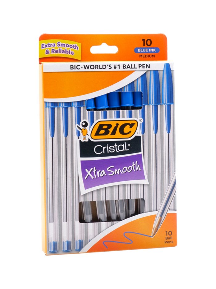 30698 - Bic. Cristal Xtra Smooth, Blue Pen - 10ct - Box:  - Loc: L0