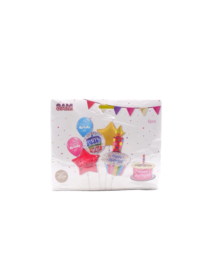 30857 - Birthday Balloon  - 6Pack - Box:  - Loc: J7