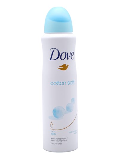 30884 - Dove Deodorant Spray, Cotton Soft - 150ml. (Pkg Of 6) - Box:  - Loc: K8