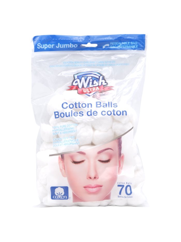 31323 - Wish Ultra. Cotton Balls - 70 Count - Box:  - Loc: J4