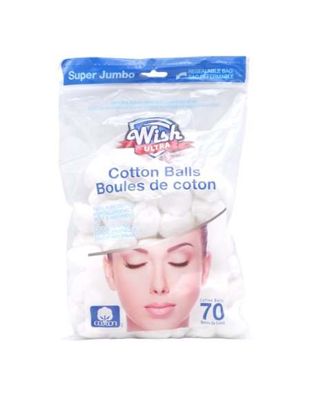 31323 - Wish Ultra. Cotton Balls - 70 Count - Box:  - Loc: J4