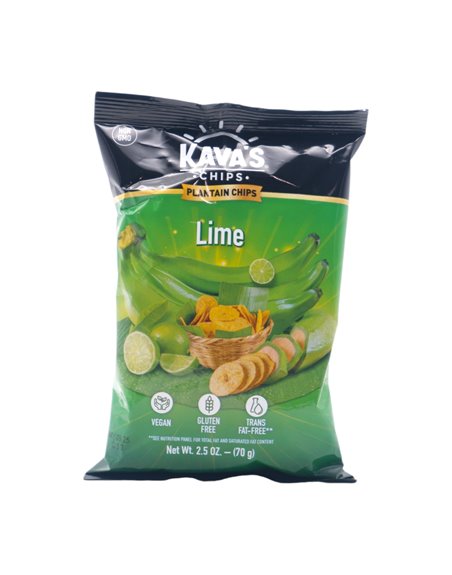 31451 - Kavas Lime Plantain  Chips (Platanitos), 2.5 oz.(Case Of 24) - Box:  - Loc: N10