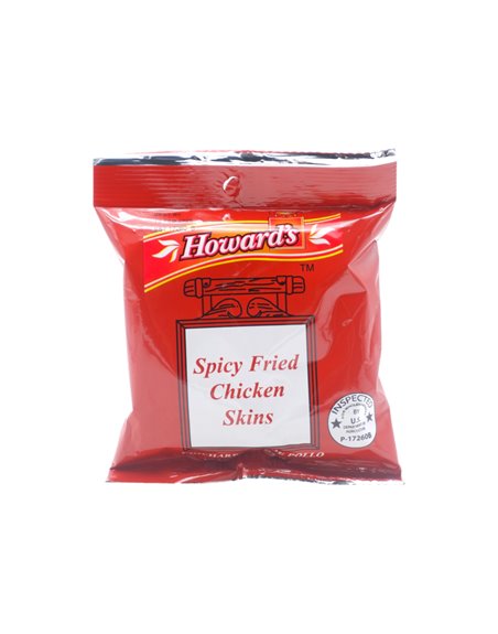 31463 - Howard's Spicy Crispy Fried Chicken Skins - 1.5 oz. (Case Of 24) - Box:  - Loc: P3
