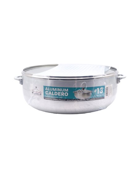 31843 - Wee's Beyon Aluminum W/ Glass Lid - No. 13. 11.1QQt - Box:  - Loc: J11