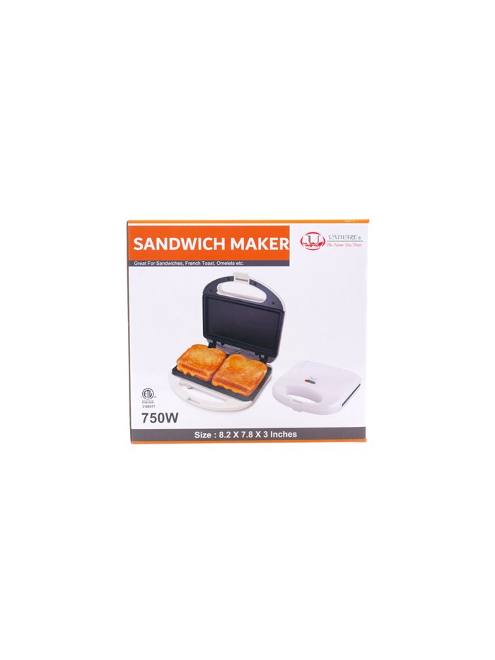 31846 - Uniware Sandwich Maker (Flat Hot Surface/Superficie Plana). 750Watt - 8.2x7.8x3". [8760] - Box:  - Loc: J11