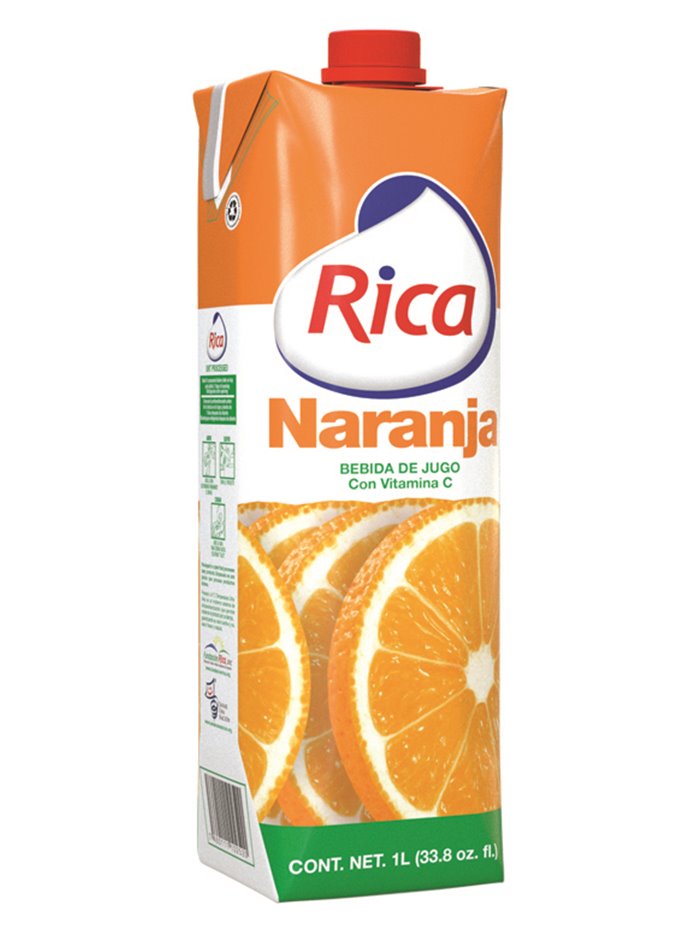7340 - Rica Juice Orange - 1 Lt. (Pack of 12) - Box:  - Loc: F1