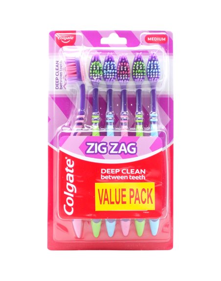 31978 - Colgate Toothbrush, ZigZag, Medium - (Pack of 6) - Box:  - Loc: K8