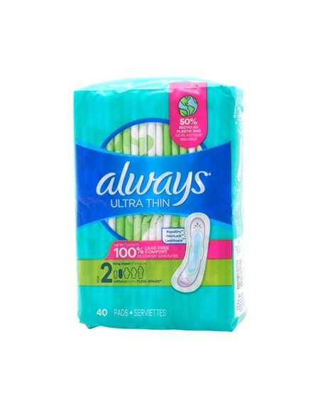 32274 - Always Ultra Thin Size 2  - 6 x 40's 12853 - Box:  - Loc: E1