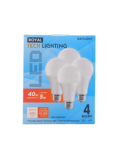 32406 - Royal. Light Bulbs, Soft White, 5 Watts - 12 Pack/4 Bulbs. (Case Of 48) - Box:  - Loc: I10