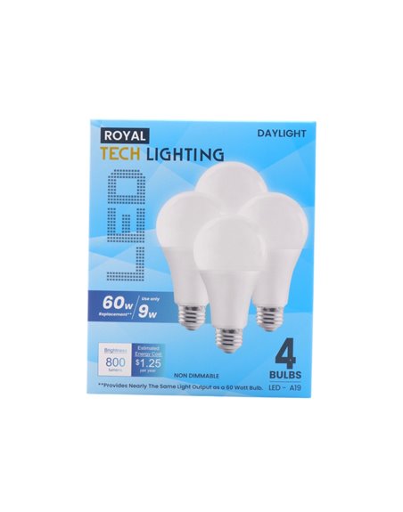 32407 - Royal. Light Bulbs, Soft White, 9 Watts - 12 Pack/4 Bulbs. (Case Of 48) - Box:  - Loc: I10