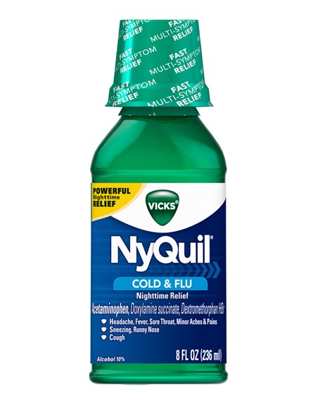 9952 - Nyquil Liquid Cold & Flu ( Green Cap ) - 8 fl. oz. - Box:  - Loc: K4
