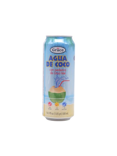 32961 - La Fe (Grace) Coconut Water Con Pedazos de Coco. 24/500ml - Box:  - Loc: 