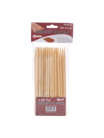 33034 - Bamboo Skewers Touch BBQ - 50ct - Box:  - Loc: I12
