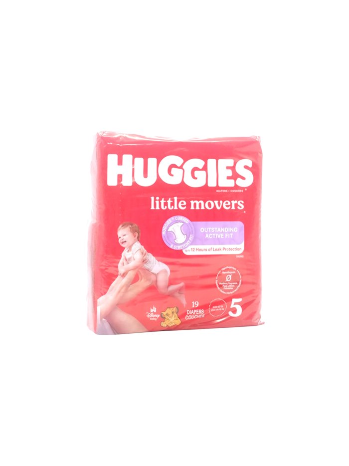33184 - Huggies Diapers Little Movers - Size 5. 4/19ct - Box:  - Loc: E6
