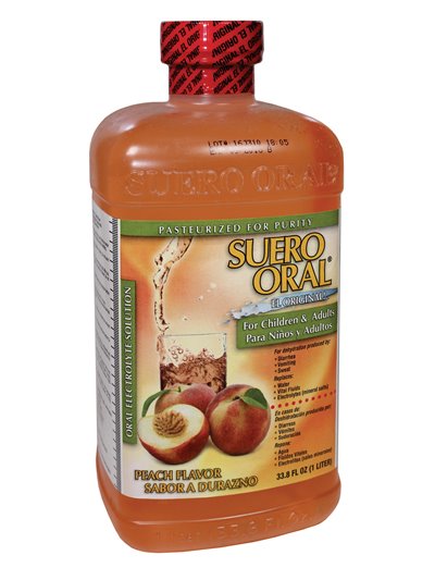 10336 - Suero Oral Peach, 1 lt. - (Case of 8) - Box:  - Loc: D0