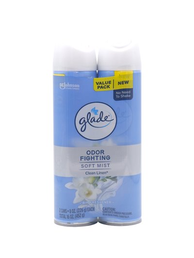 33222 - Glade Spray, Clean Linen - 16 oz. Pkg of 2 (Case of 6) - Box:  - Loc: I7