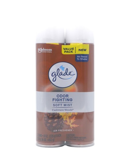 33225 - Glade Spray, Cashmere Wood - 16 oz. Pkg of 2 (Case of 6) - Box:  - Loc: I7