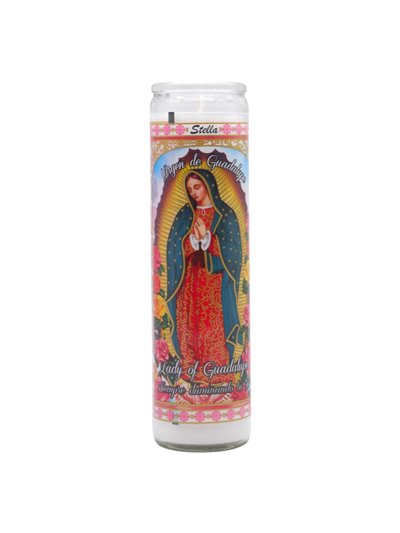 33251 - Brilux Glass Candle Virgen De Guadalupe. (White/Blanci). Case 12ct - Box:  - Loc: A9