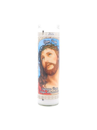 33257 - Brilux Glass Candle  Gran Poder. (White/Blanco). Case 12ct - Box:  - Loc: A9