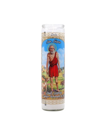 33258 - Brilux Glass Candle  San Lazaro. (White/Blanco). Case 12ct - Box:  - Loc: A9