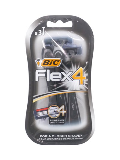 33548 - Bic Flex4 Razor. 3ct - Box:  - Loc: L0