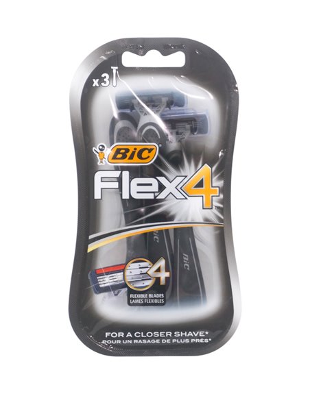 33548 - Bic Flex4 Razor. 3ct - Box:  - Loc: L0