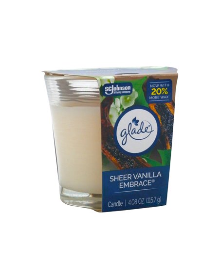 33674 - Glade Candle. Sheer Vanilla Embrace. 4.08 oz. (Case of 6). - Box:  - Loc: I5