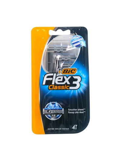 34131 - Bic Flex3 Classic Razor. - 4ct. - Box:  - Loc: L0