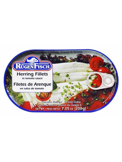 14171 - Rugen Fisch Herring Fillets in Tomato Sauce - 7.05 oz. (Case of 32) - Box:  - Loc: M3