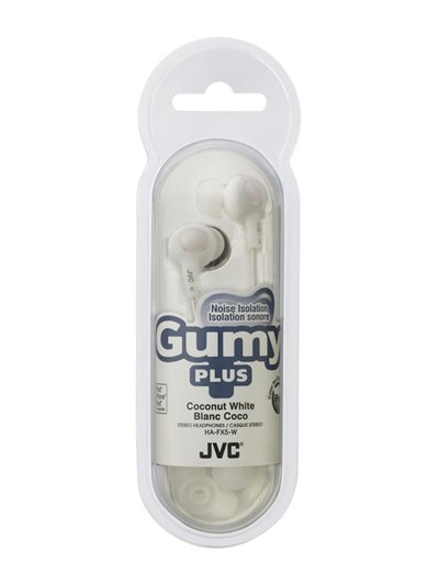 14855 - JVC Gumy Plus Headphones, White - Box:  - Loc: L0